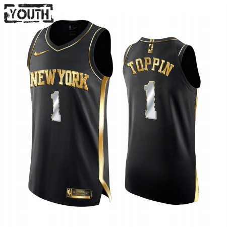 Kinder NBA New York Knicks Trikot Obi Toppin 1 2020-21 Schwarz Golden Edition Swingman